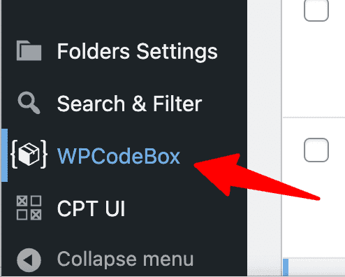 WP Admin Menu - WPCodeBox