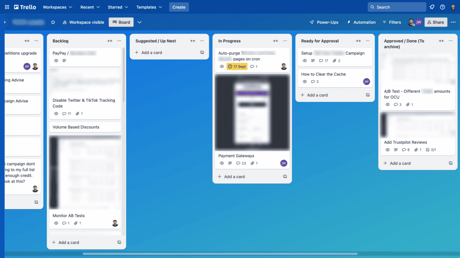 A WagePirate Sidekick Program Trello board